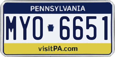 PA license plate MYO6651