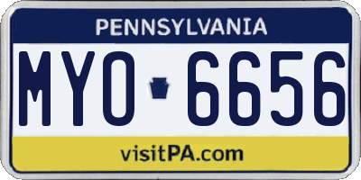 PA license plate MYO6656