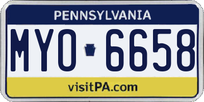 PA license plate MYO6658