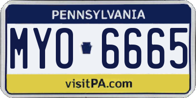 PA license plate MYO6665
