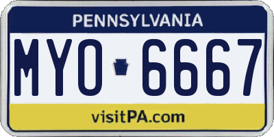 PA license plate MYO6667