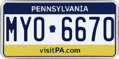 PA license plate MYO6670