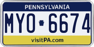 PA license plate MYO6674