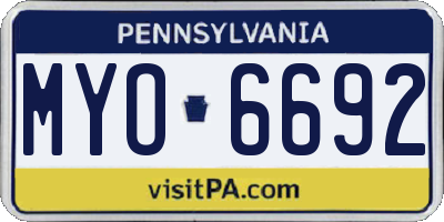 PA license plate MYO6692