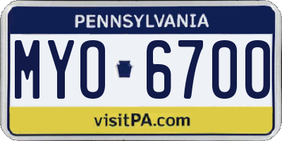 PA license plate MYO6700