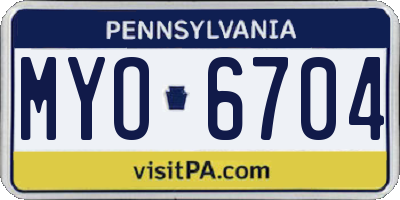 PA license plate MYO6704