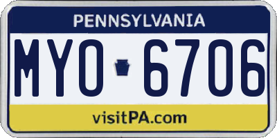 PA license plate MYO6706