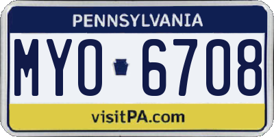 PA license plate MYO6708