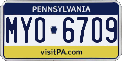 PA license plate MYO6709