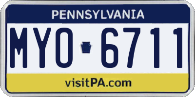 PA license plate MYO6711