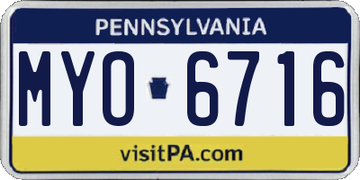 PA license plate MYO6716