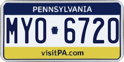 PA license plate MYO6720