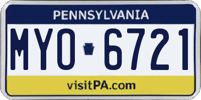 PA license plate MYO6721