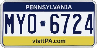 PA license plate MYO6724