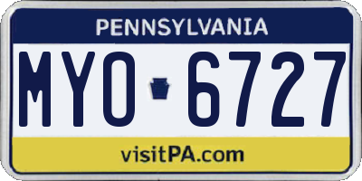PA license plate MYO6727