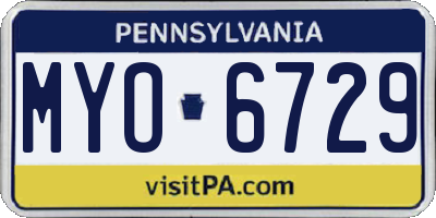 PA license plate MYO6729