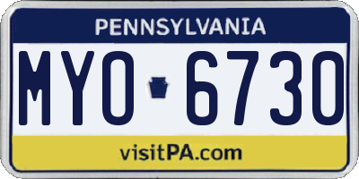 PA license plate MYO6730
