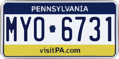 PA license plate MYO6731