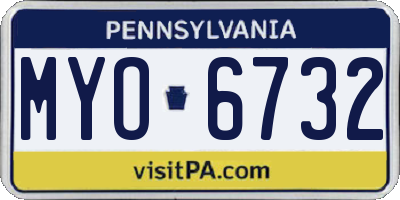 PA license plate MYO6732