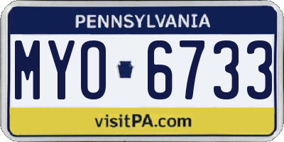 PA license plate MYO6733