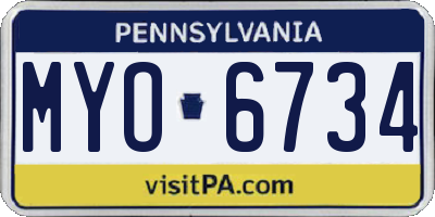 PA license plate MYO6734