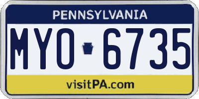 PA license plate MYO6735