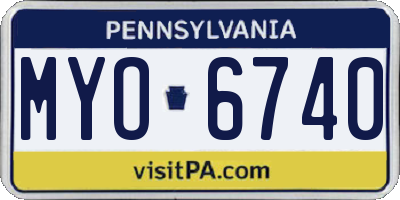 PA license plate MYO6740