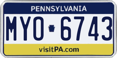 PA license plate MYO6743