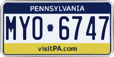 PA license plate MYO6747