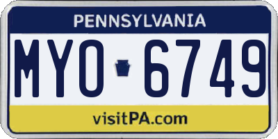 PA license plate MYO6749
