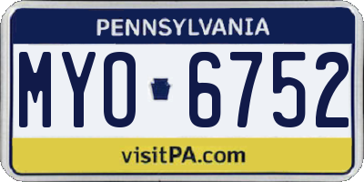 PA license plate MYO6752
