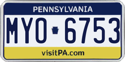 PA license plate MYO6753