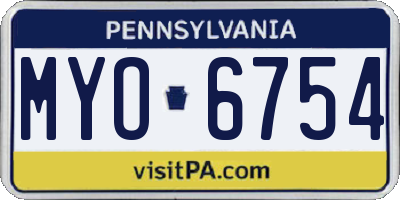 PA license plate MYO6754