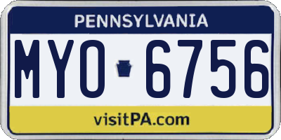 PA license plate MYO6756