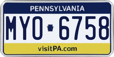 PA license plate MYO6758