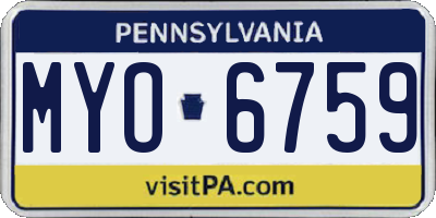 PA license plate MYO6759