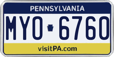 PA license plate MYO6760