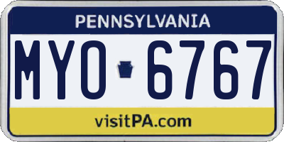 PA license plate MYO6767