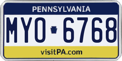 PA license plate MYO6768