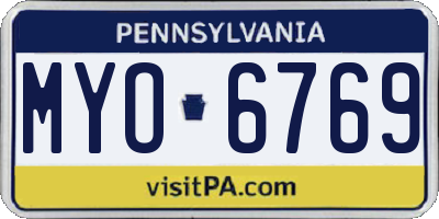 PA license plate MYO6769