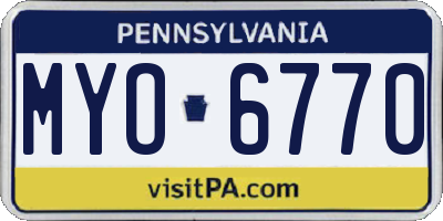 PA license plate MYO6770
