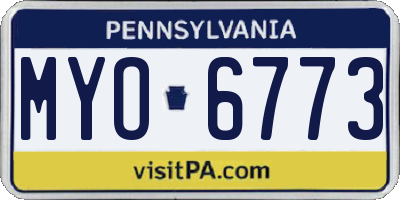 PA license plate MYO6773
