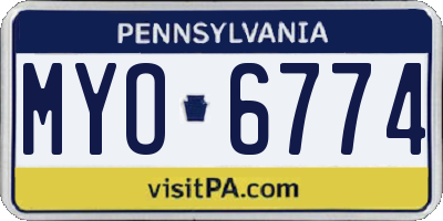 PA license plate MYO6774