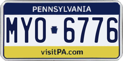 PA license plate MYO6776