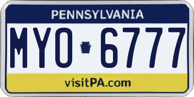 PA license plate MYO6777