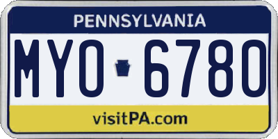 PA license plate MYO6780