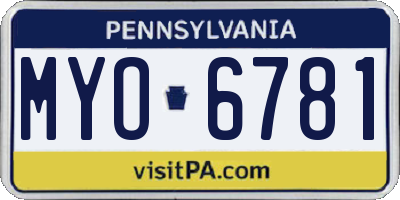 PA license plate MYO6781