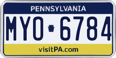 PA license plate MYO6784
