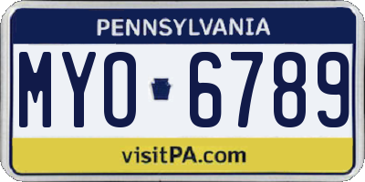 PA license plate MYO6789
