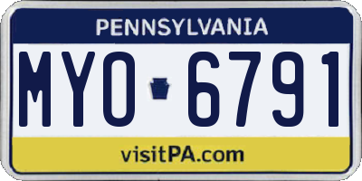 PA license plate MYO6791